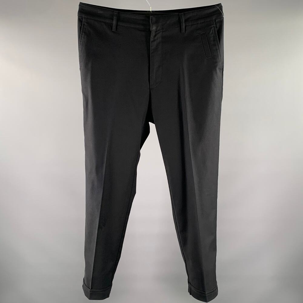 BOTTEGA VENETA Size 36 Black Solid Cotton Blend Straight Casual Pants